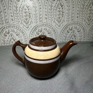 Sadler‎ Brown Betty Ceramic Striped Teapot Staffordshire England
